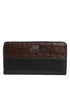 Dolce & Gabbana Black Brown Exotic Leather Men Continental Clutch Wallet